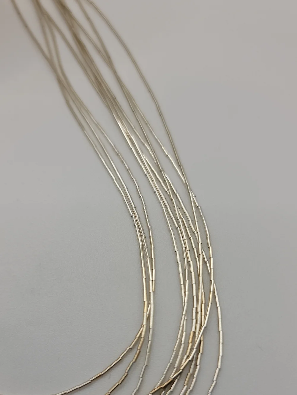 Sterling Silver 10-Strand Liquid Silver Beaded Necklace 20
